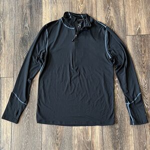 Terramar Polyester Spandex Black Long Sleeve 1/4 Zip Pullover Mens Large